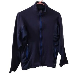 REI dark blue zip up polyester blend jacket size M